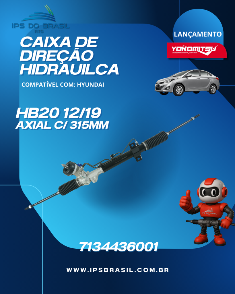 CAIXA DE DIREÇÃO HIDRAULICA HB20 AXIAL LONGO 315MM - YOKOMITSU
