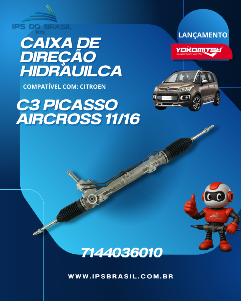 CAIXA DE DIREÇÃO HIDRAULICA YOKOMITSU CITROEN C3 PICASSO AIRCROSS 2012 2013 2014 2015 2016 2017 2018