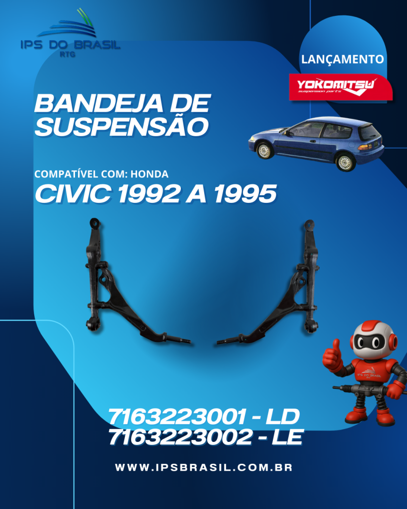 BANDEJA INFERIOR DA SUSPENSÃO DIANTEIRA HONDA CIVIC 1992 A 1995