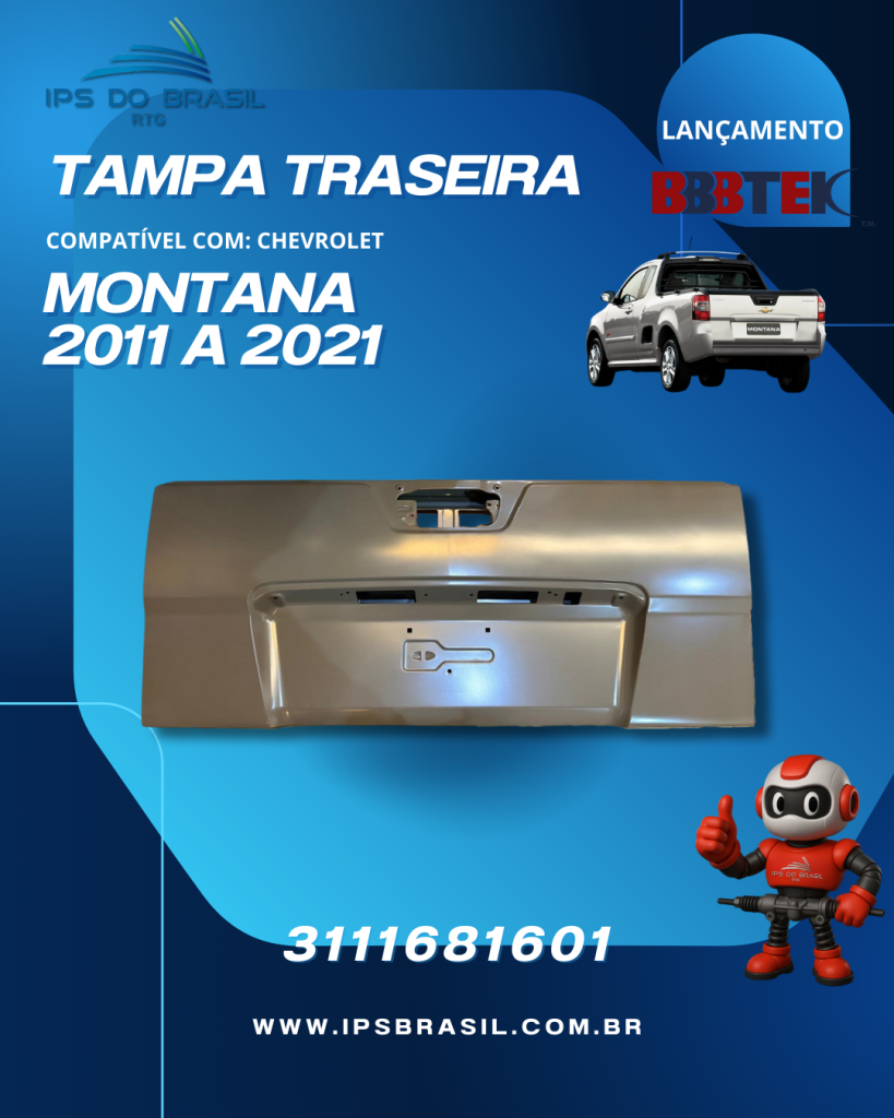 TAMPA TRASEIRA CHEVROLET MONTANA 2011 A 2021 - BBBTEK